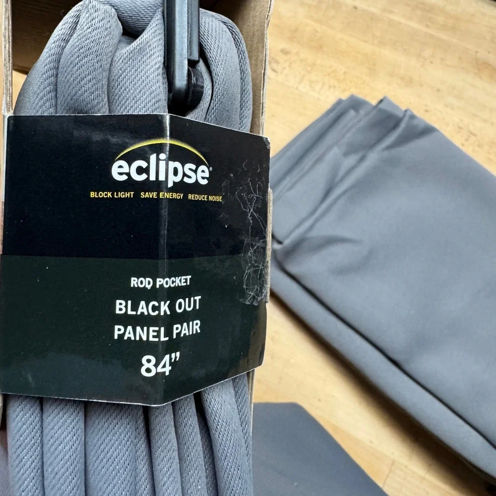 2 packs Eclipse Blackout Curtains 37x84 Smoke Phoenix Absolute Zero Panel Pair